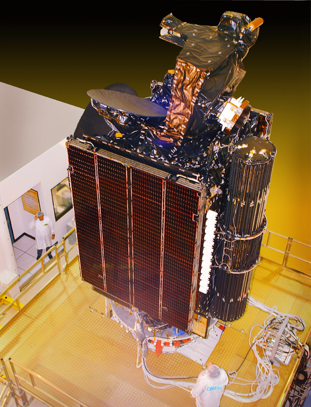 `Han Byul`, the world`s first satellite for Digital Multimedia Broadcasting, is shown. It was built at Space Systems Loral located in Palo Alto Ca. in the U.S.